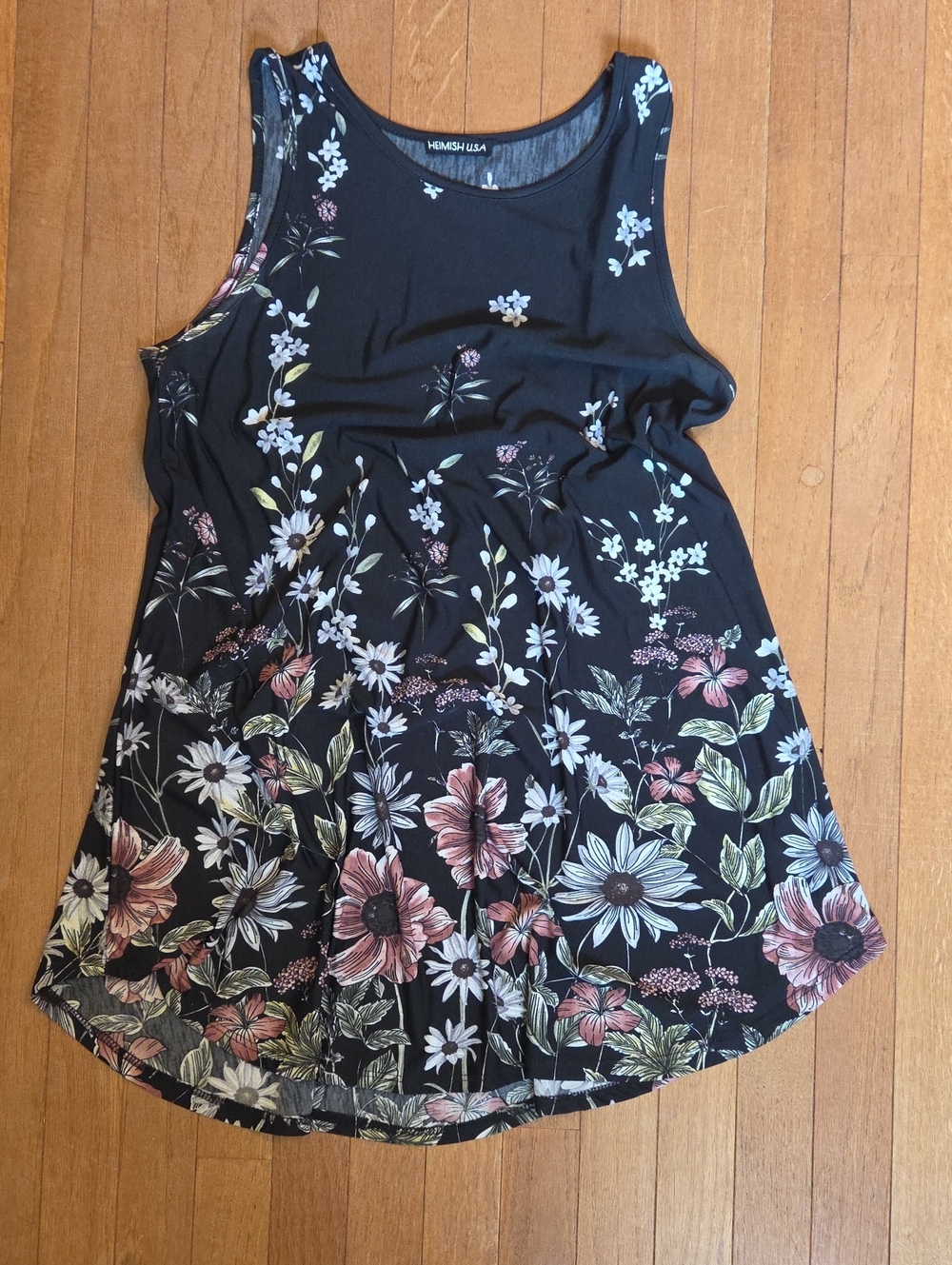 Heimish Black Floral Tank Top